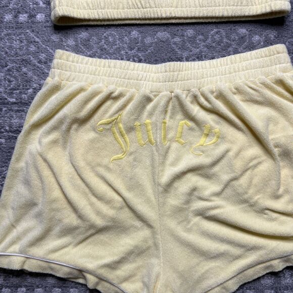 Juicy Couture x Forever 21 Yellow Terry Cloth Cropped Halter Top Short Set 0X - Picture 11 of 16